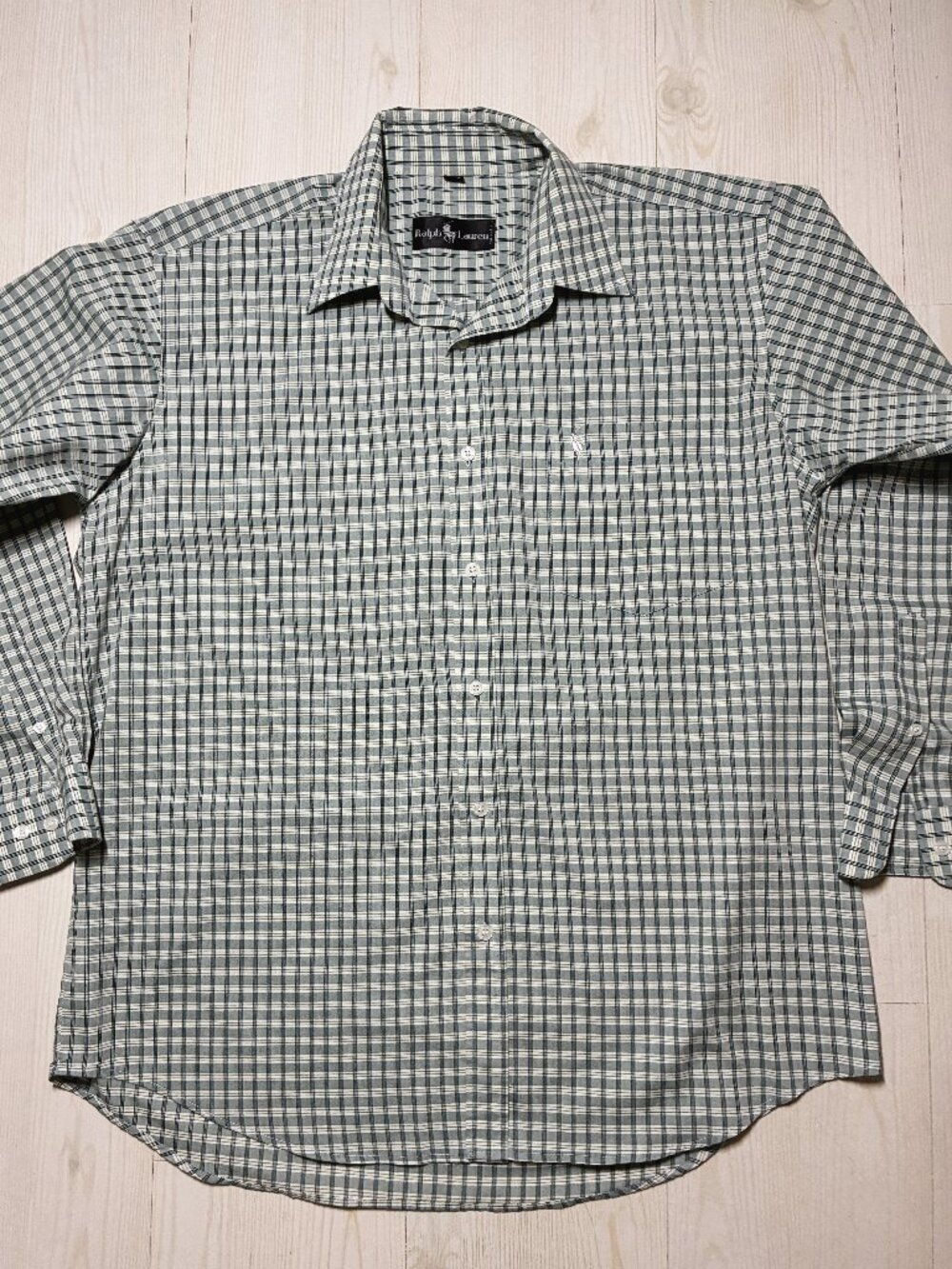 Vintage Polo Ralph Lauren Men's Plaid Button Down Shirt Made In USA Green 16-33